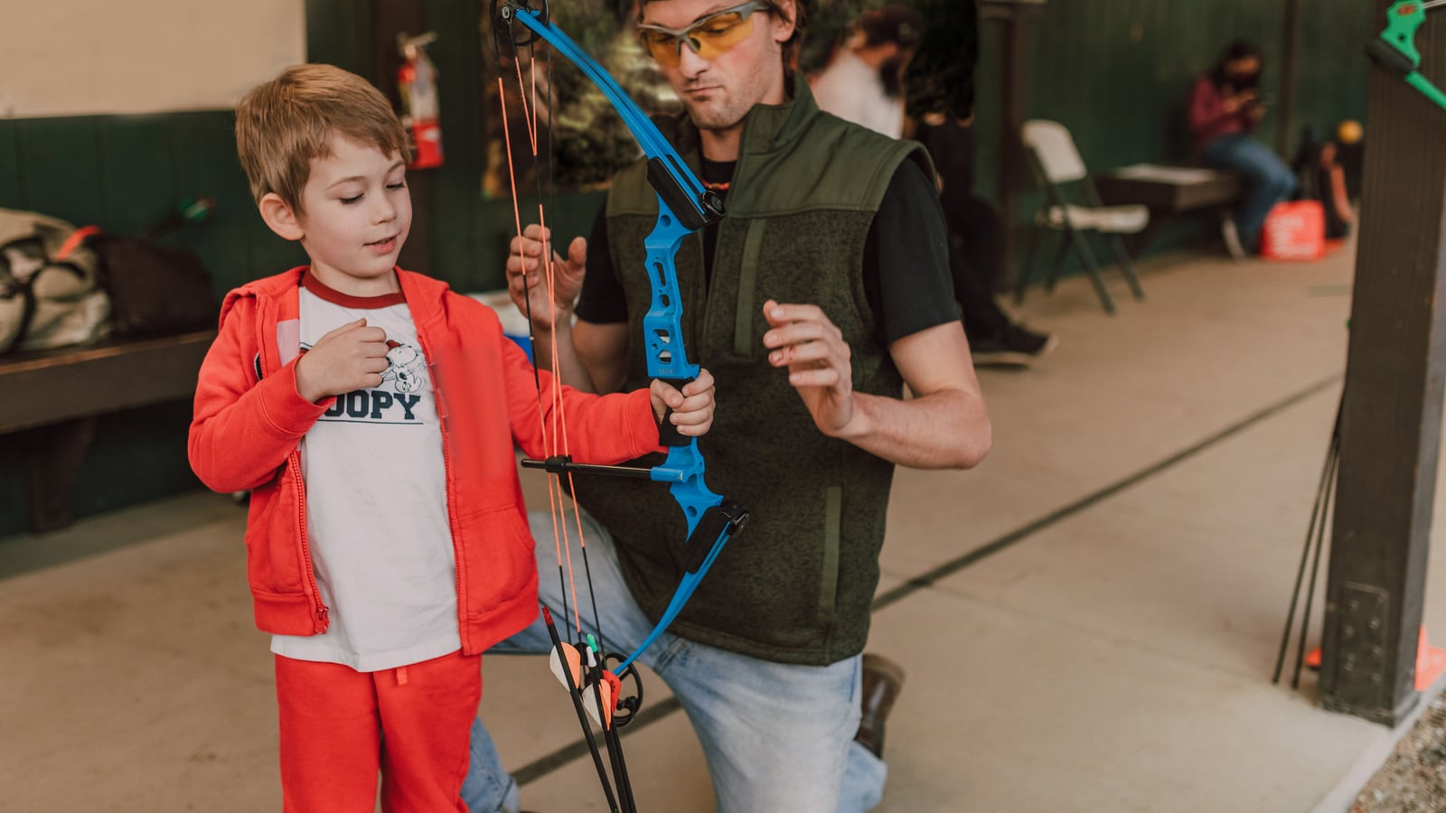 Shooting school: young beginners introduced to the sport under an instructor's supervision