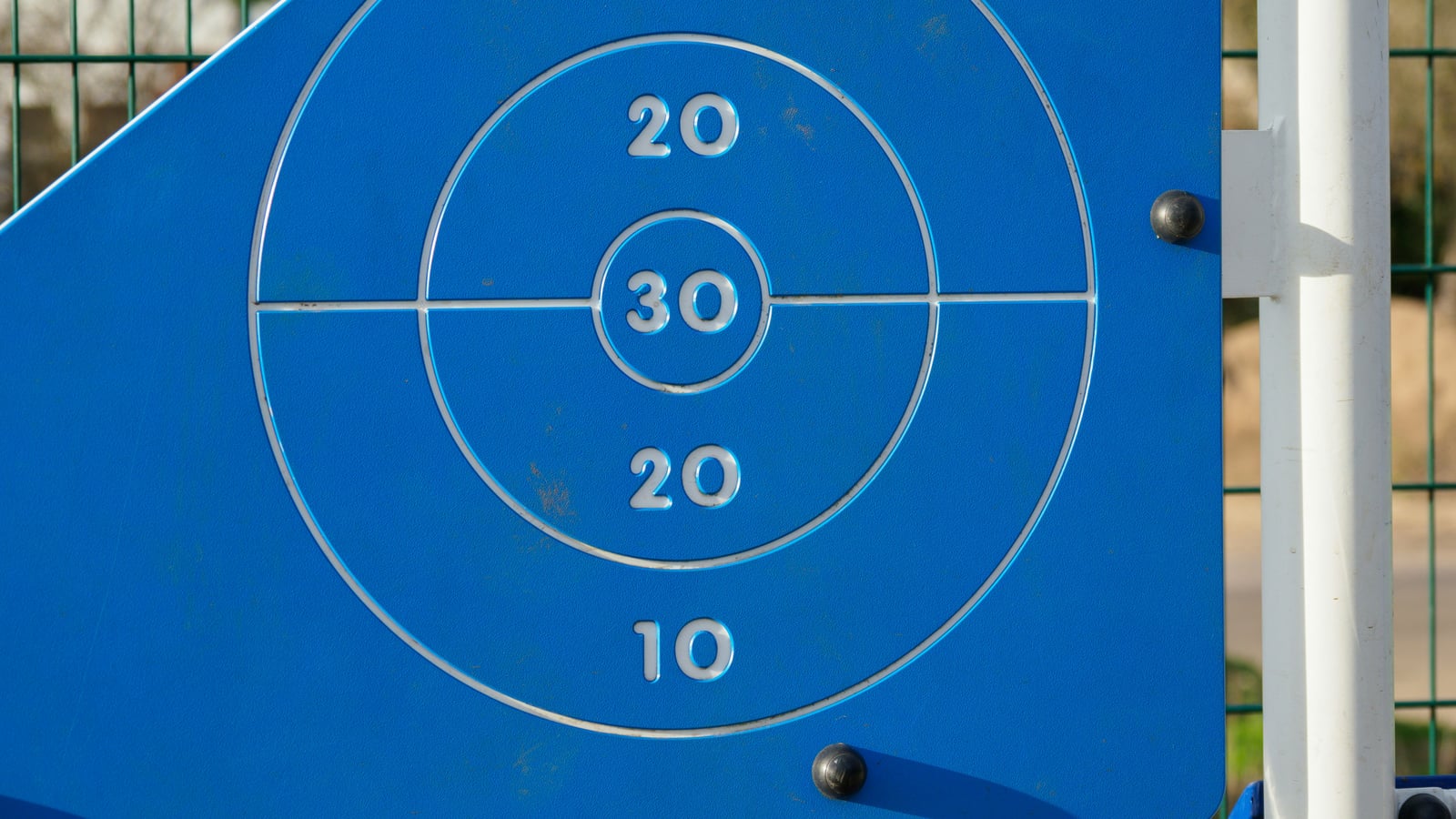 Round metal target plate with engraved 10-20-30 aiming rings